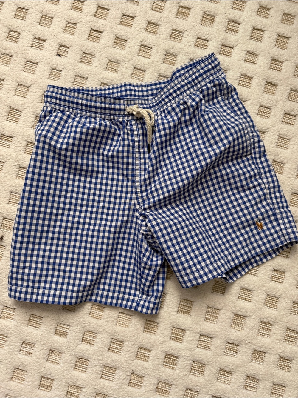Boy’s Blue Gingham Polo Ralph Lauren Swim Shorts